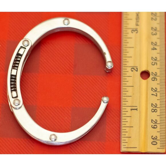 8 inch, Vintage Spring Links Silver Tone Cuff Bracelet - O35 - Picture 3 of 3